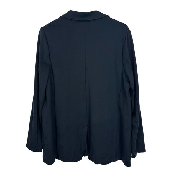 Athleta Eastbound Blazer Women Size 16 Black Travel Jacket Knit Minimalist Knit - Picture 2 of 13